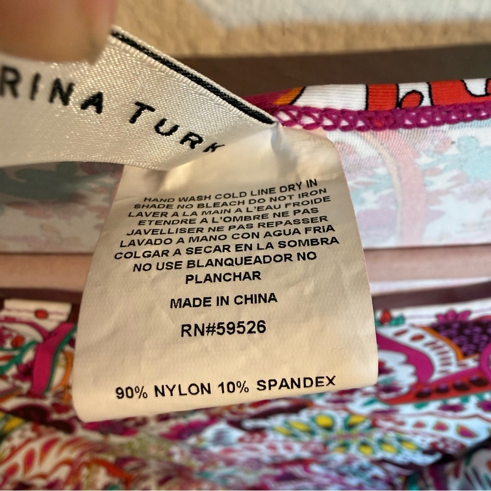 Trina Turk Blouse Medium Colorful Paisley Tunic Bell Sleeve Resort Top Boho - Picture 3 of 6